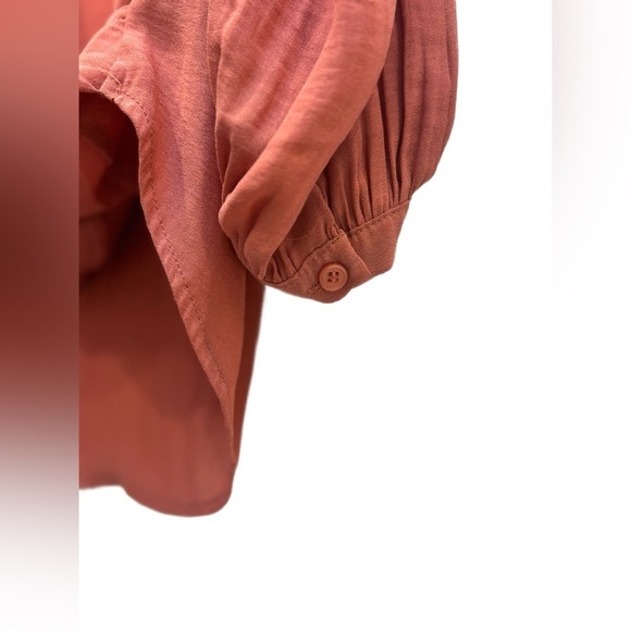 Anthropologie Maeve Long sleeve Cold shoulder wrap blouse in coral, size XS - Picture 5 of 12